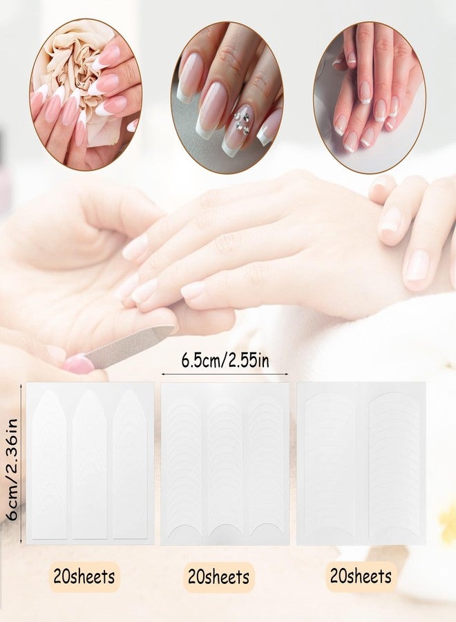 LUSTRIB 60 Sheets 2280 Pieces French Manicure Strips, French Tip Nail Stickers Guide, Self Adhesive Nail Art Designs for Women, 3 Moon Shape Design, DIY Manicure Tips - Image 2